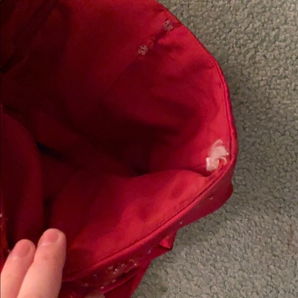 David’s Bridal Red Strapless Formal Gown with Wrap - Picture 5 of 8